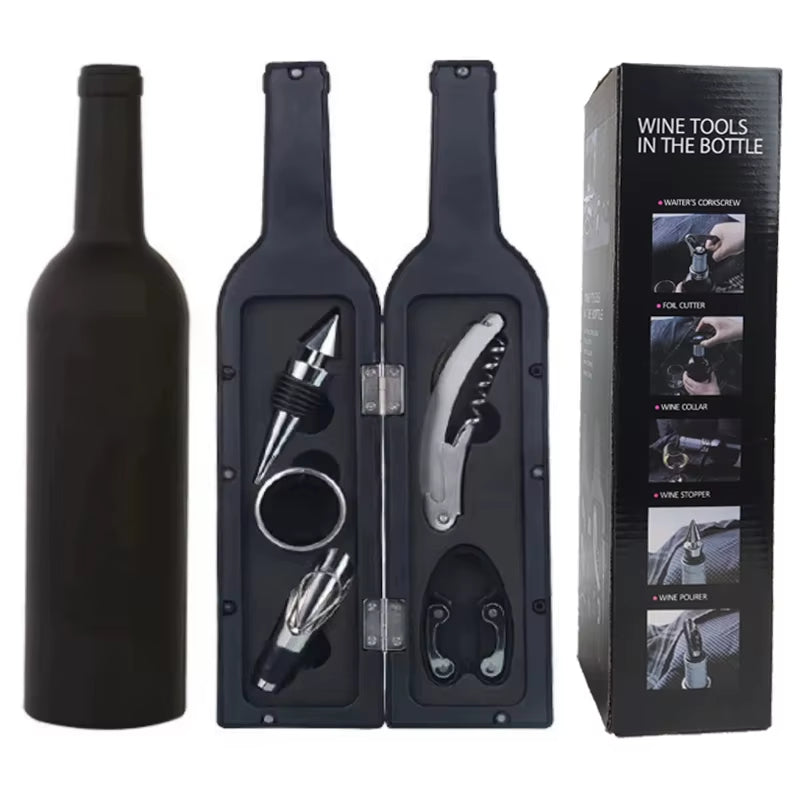Multi-Function Wine Opener Bar Sets Gift Bottle-Shaped Holder Bottle Opener