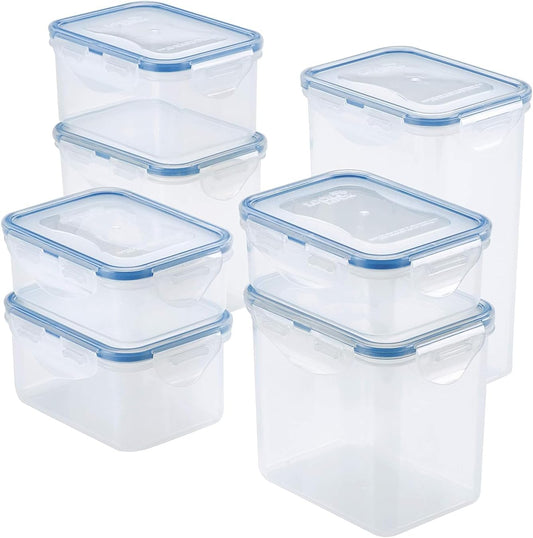 Easy Essentials Food Storage Lids/Airtight Containers, BPA Free, 14 Piece - Tall Rectangle, Clear