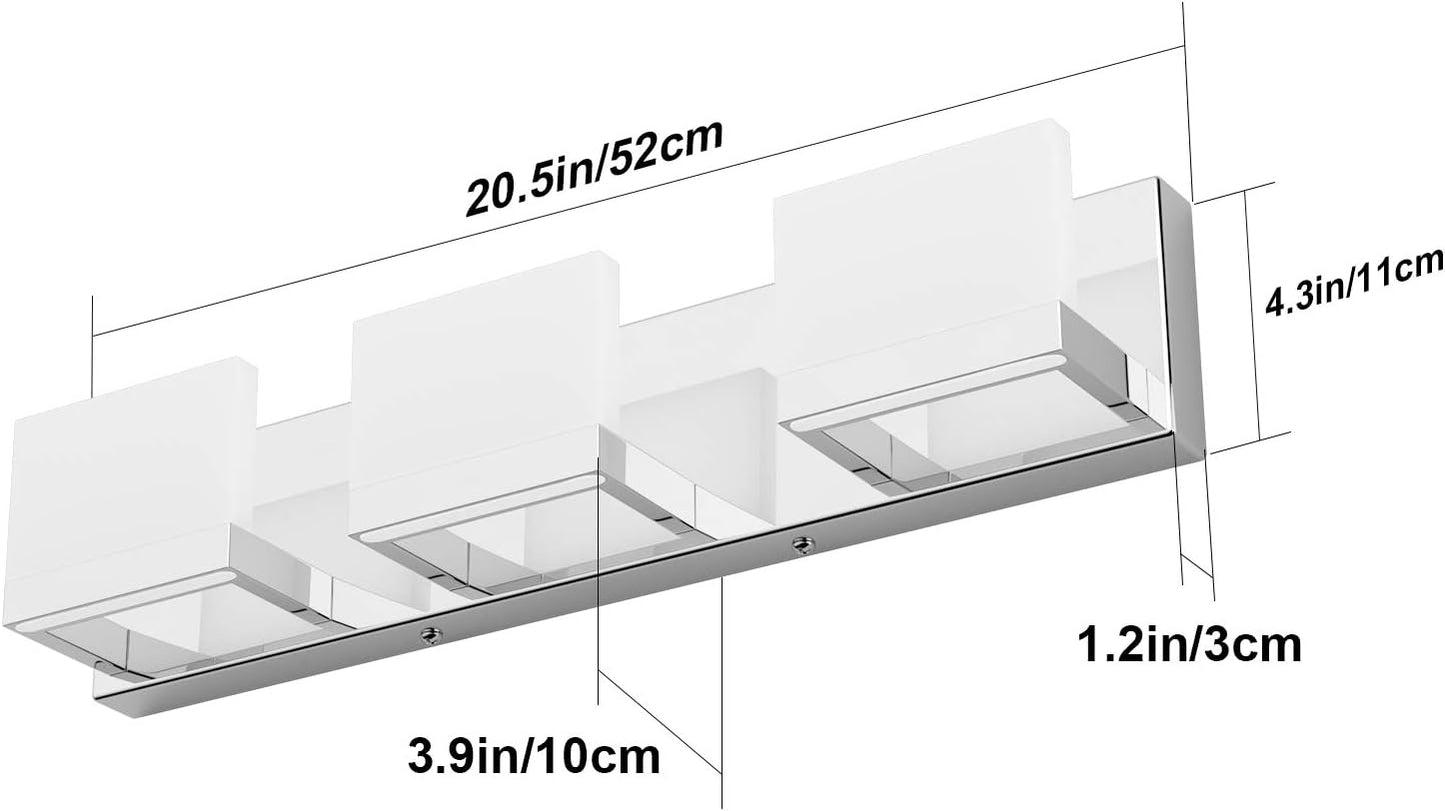 Modern 3 Lights LED Vanity Light for Bathroom up and down Chrome Bathroom Wall Light Fixtures over Mirror