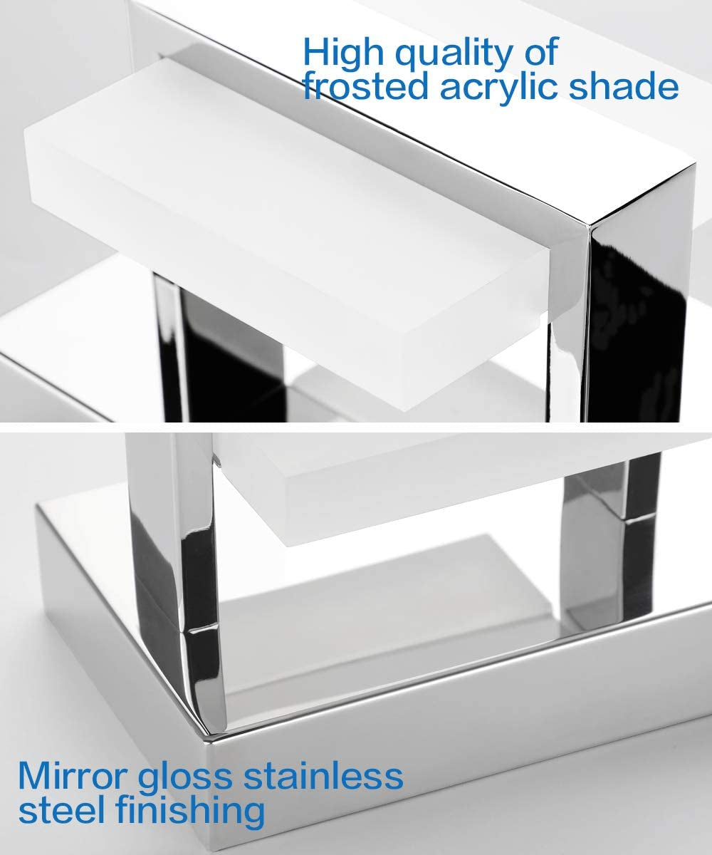 6 Lights Chrome Bathroom Light Fixtures Modern LED Bathroom Light Vanity Lights over Mirror 41 Inch White Light Dimmable