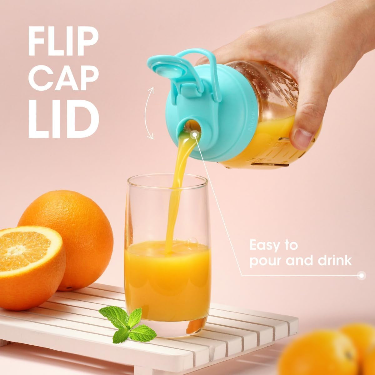 6 Pack Mason Jar Lids, Regular Mouth Pour Spout Lid with Flip Top, Canning Lids for Ball Mason Jars to Drinking & Storing Milk Coffee Lemonade Salad Dressing, Reusable, Leak-Proof