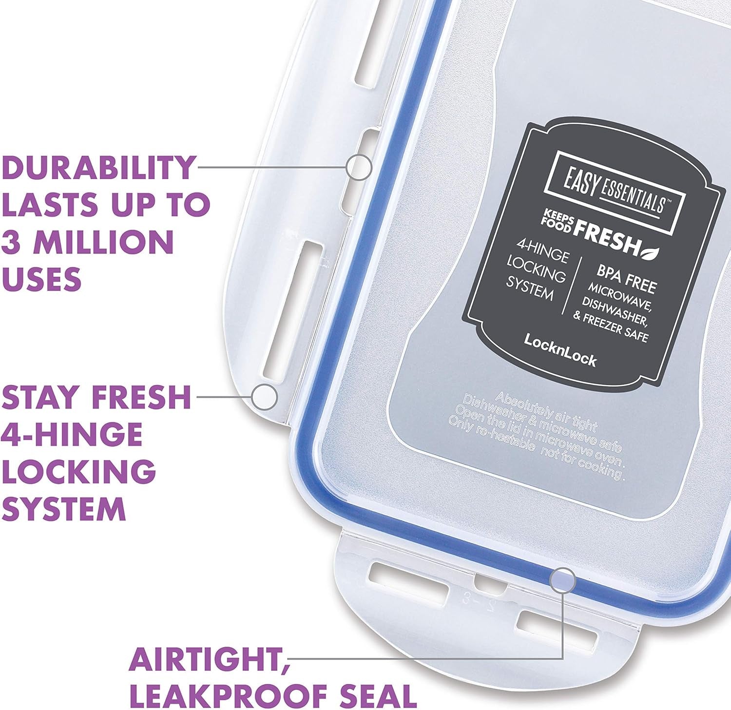 Easy Essentials Food Storage Lids/Airtight Containers, BPA Free, 14 Piece - Tall Rectangle, Clear