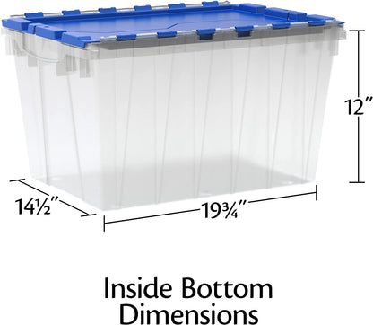 Keepbox 12 Gallon Storage Container, Nesting and Stackable Plastic Storage Box with Lid Attached
