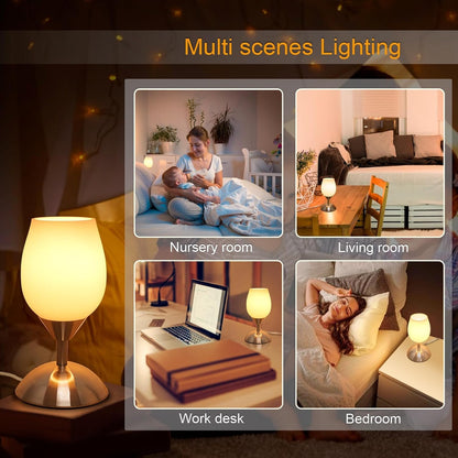 Small Touch Lamp for Bedroom Nightstand, 3-Way Dimmable Bedside Lamps 