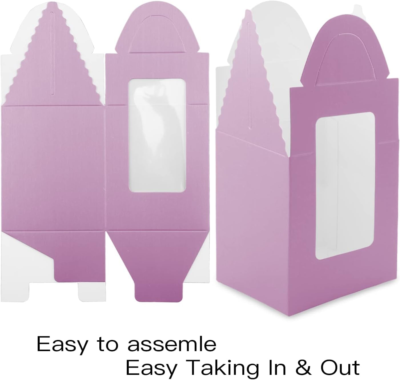 Cupcake Boxes, 30 Pcs Single Cupcake Boxes Individual Cupcake Containers Muffins Cupcake Carriers Holder Kraft Pastry Containers with Insert Window & Handle for Wedding Birthday Parties (Purple)