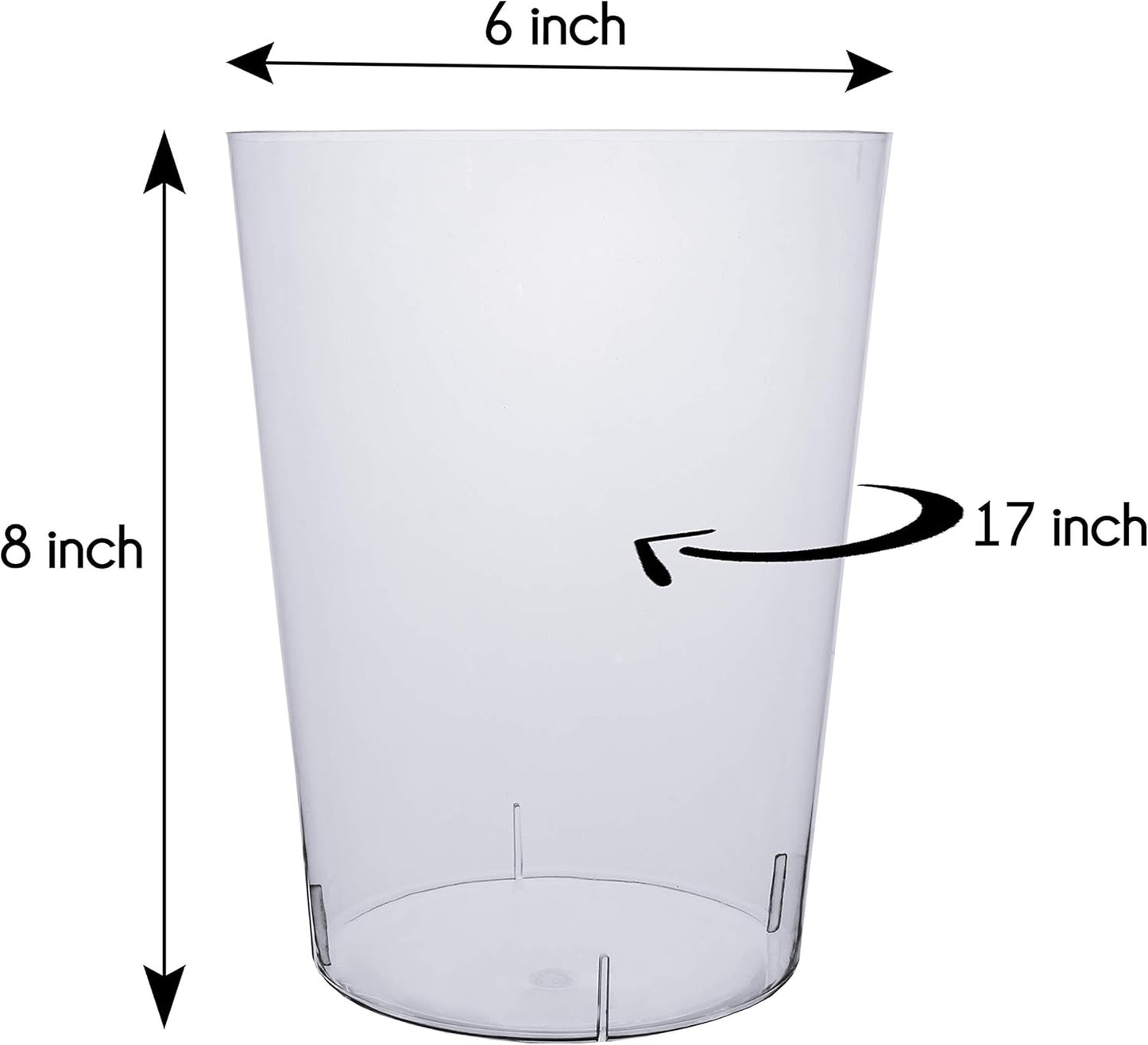 6 Pack of 96 Ounce Disposable Clear Plastic Ice Bucket for Parties - Good as One Large Champagne Chiller or Classic Wine Bottle Chiller