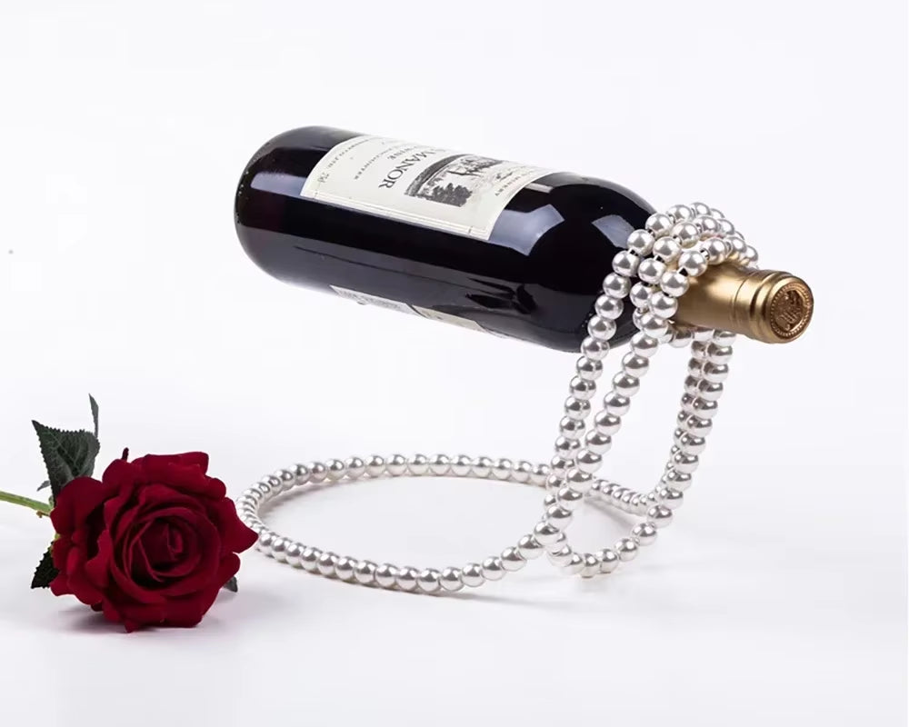 Creative Floating Wine Holder Pearl Necklace Rack Champagne Wine Bottle Suspended Holder 