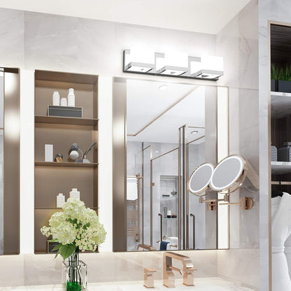 Modern 3 Lights LED Vanity Light for Bathroom up and down Chrome Bathroom Wall Light Fixtures over Mirror