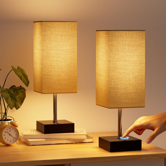 2 Pack Table Lamp, Rechargeable Cordless Lamp with 4400Mah Portable 3 Level Brightness and Stepless Dimming, Small Lamp for Outdoor Camping Indoor Bedroom