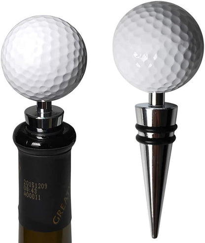Golf Ball Wine and Beverage Bottle Stoppers, Wine Top Decoration, Ideal Gift for Wine Lover & Golf Lover