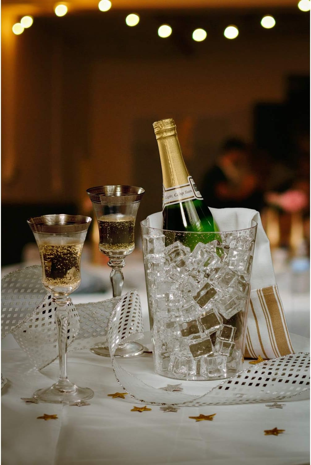 6 Pack of 96 Ounce Disposable Clear Plastic Ice Bucket for Parties - Good as One Large Champagne Chiller or Classic Wine Bottle Chiller