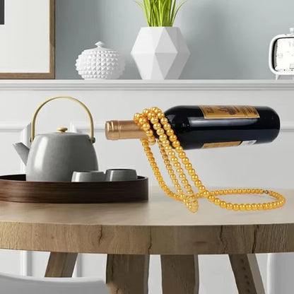 Creative Floating Wine Holder Pearl Necklace Rack Champagne Wine Bottle Suspended Holder 