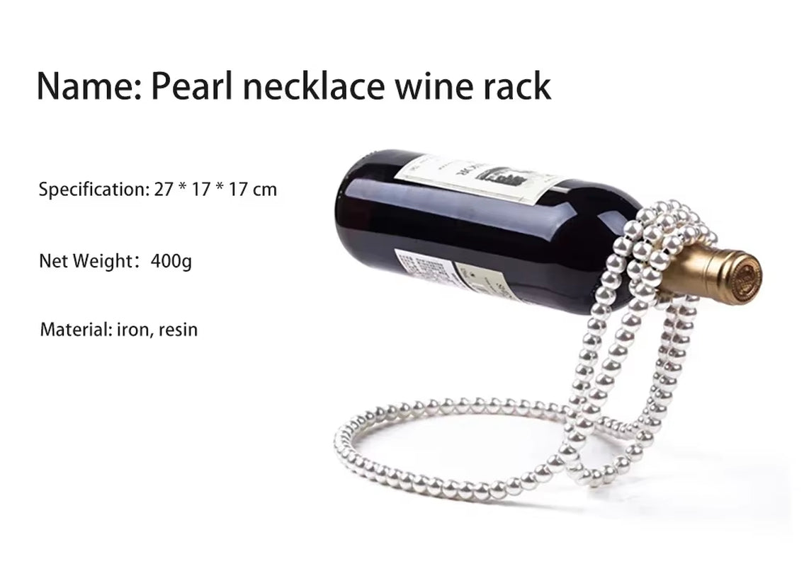 Creative Floating Wine Holder Pearl Necklace Rack Champagne Wine Bottle Suspended Holder 