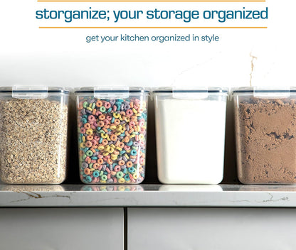 Flour Sugar Storage Containers (5.3L/4Pk) Great Rice Canisters Sets for the Kitchen Pantry, Large Food Storage Containers with Lids Airtight