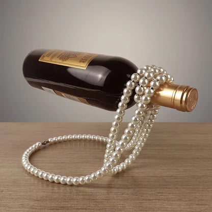 Creative Floating Wine Holder Pearl Necklace Rack Champagne Wine Bottle Suspended Holder 