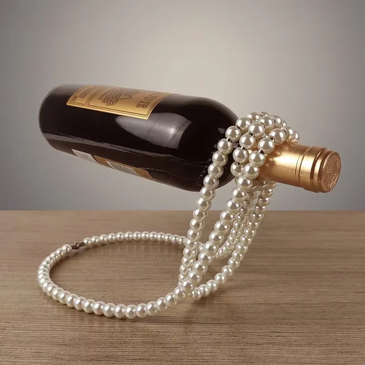 Creative Floating Wine Holder Pearl Necklace Rack Champagne Wine Bottle Suspended Holder 