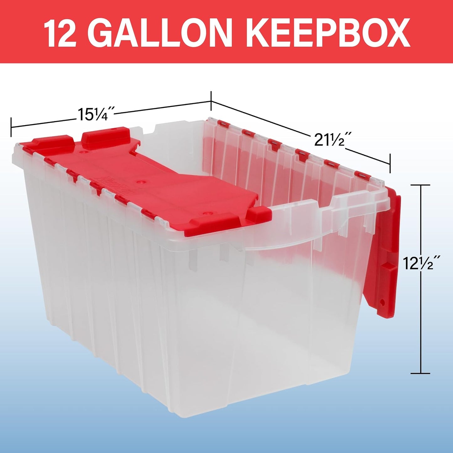 Keepbox 12 Gallon Storage Container, Nesting and Stackable Plastic Storage Box with Lid Attached
