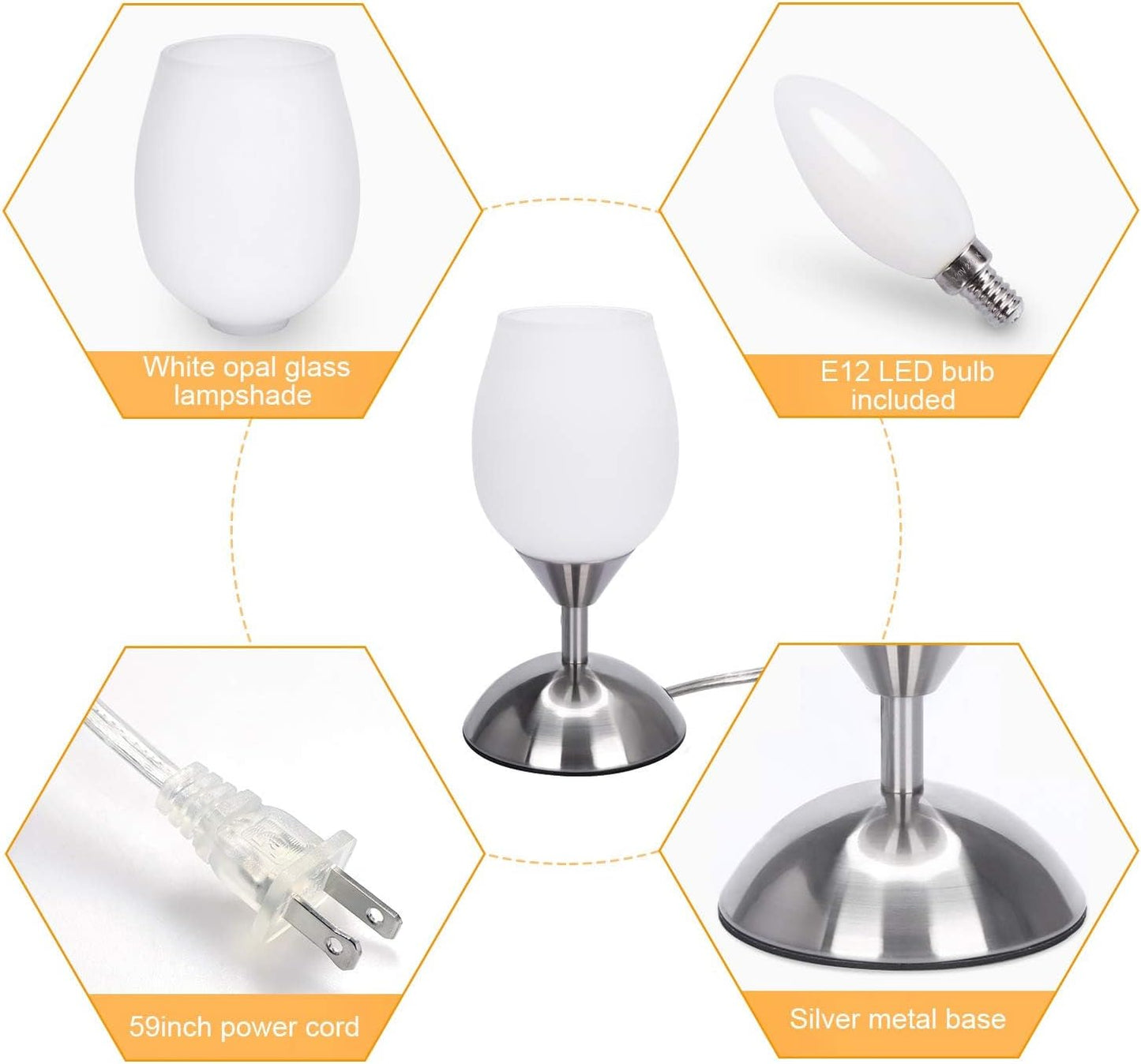 Small Touch Lamp for Bedroom Nightstand, 3-Way Dimmable Bedside Lamps 