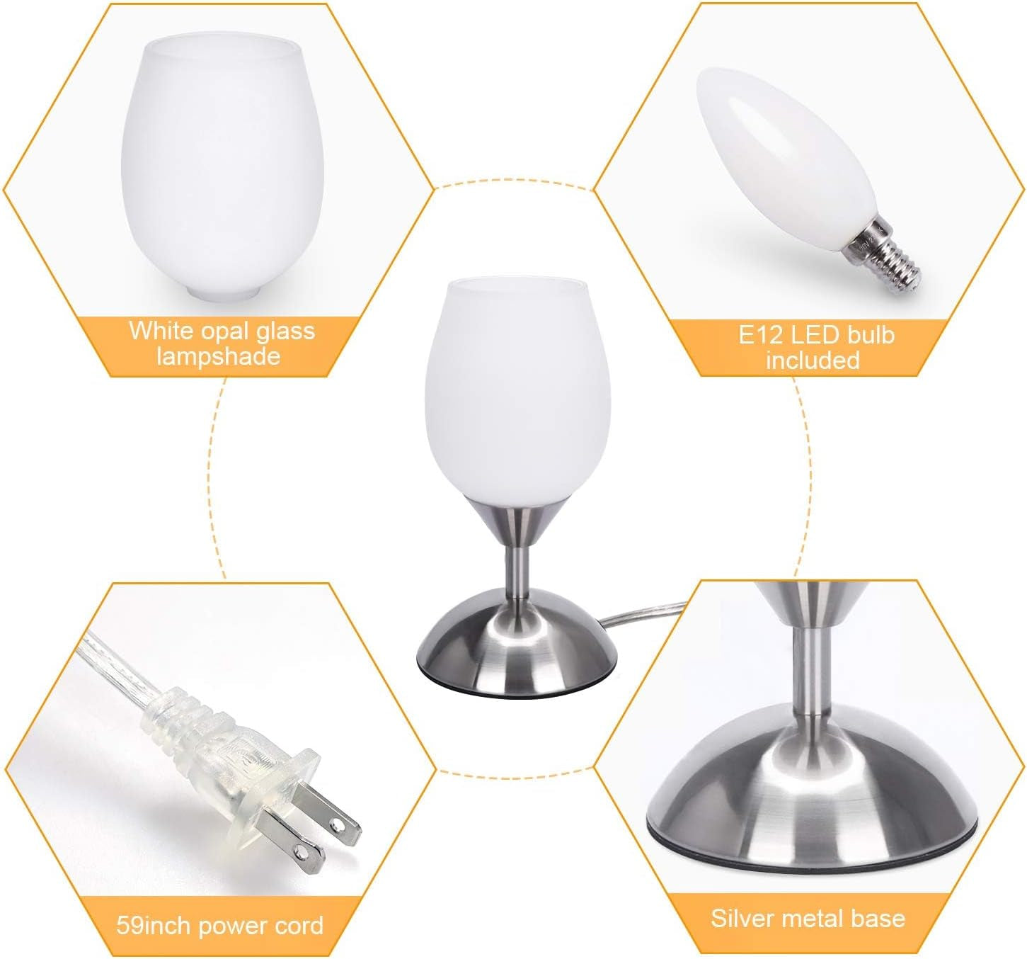 Small Touch Lamp for Bedroom Nightstand, 3-Way Dimmable Bedside Lamps 