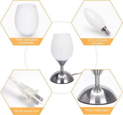 Small Touch Lamp for Bedroom Nightstand, 3-Way Dimmable Bedside Lamps 