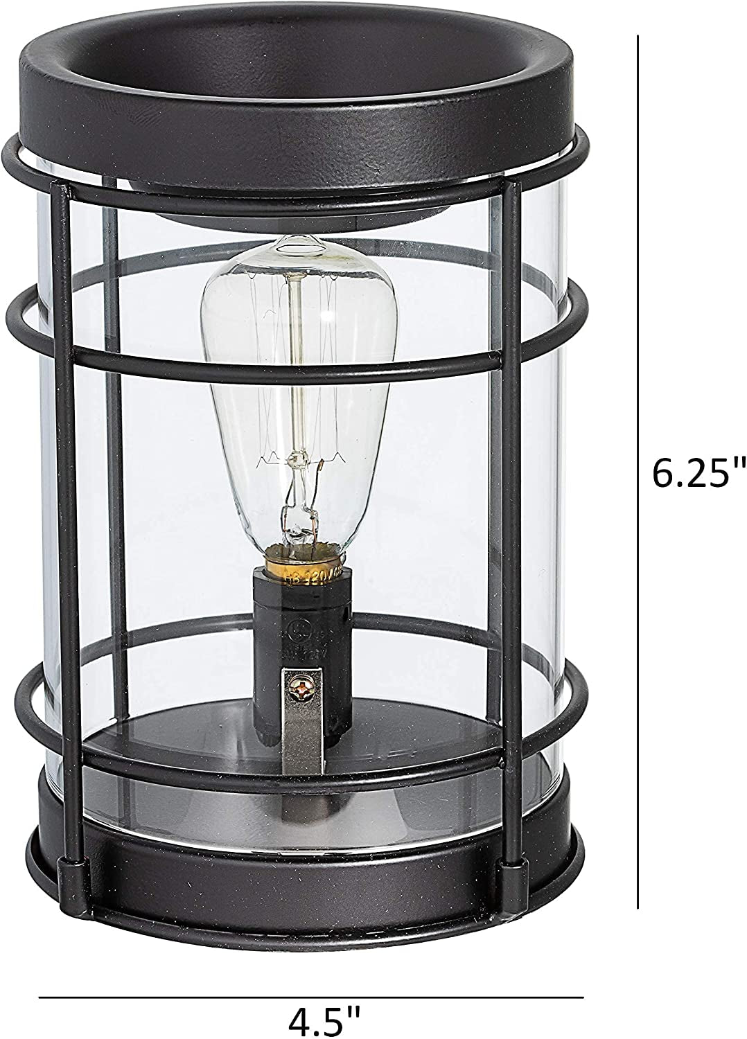 Vintage Bulb Electric Candle Warmer with Timer | Black Plug in Fragrance Warmer for Scented Wax Melts