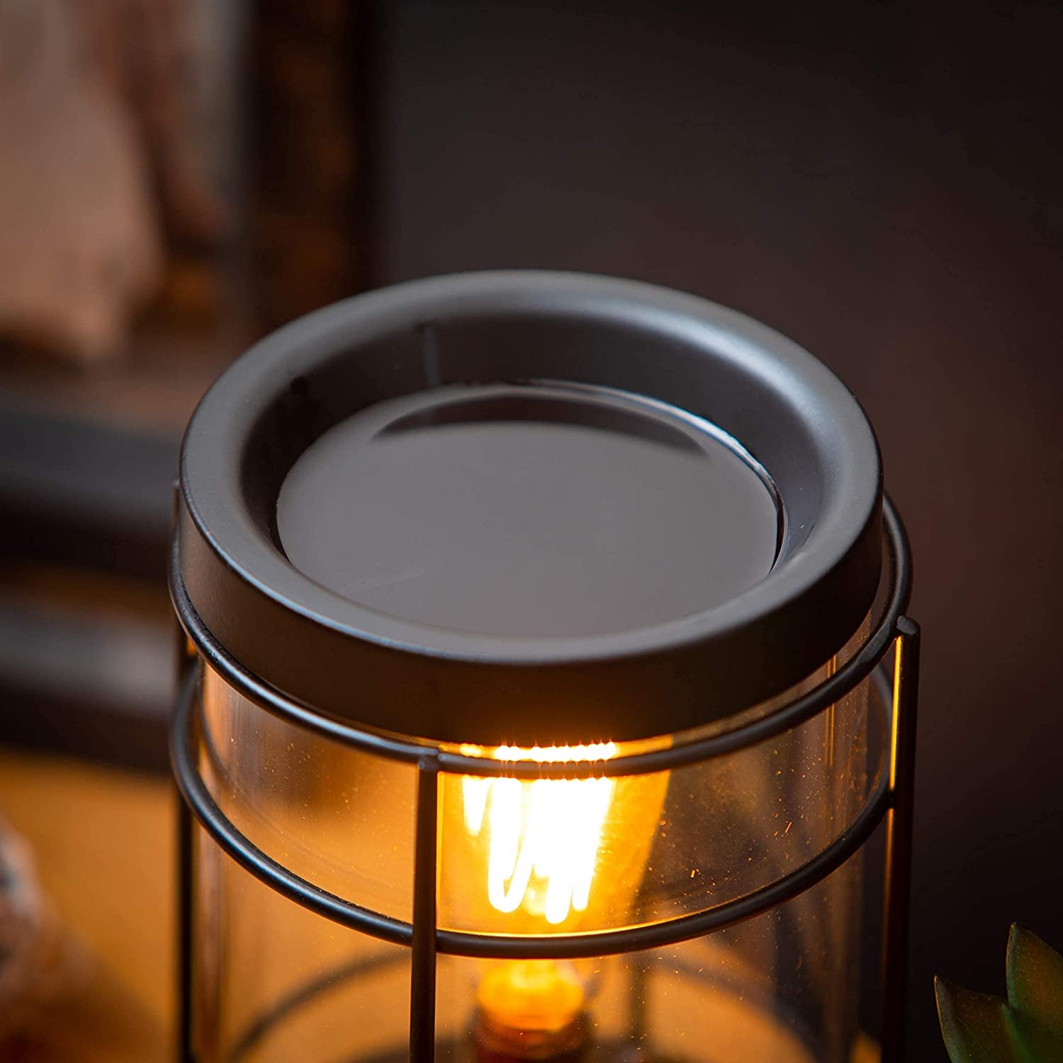 Vintage Bulb Electric Candle Warmer with Timer | Black Plug in Fragrance Warmer for Scented Wax Melts