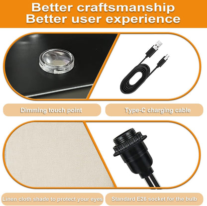 2 Pack Table Lamp, Rechargeable Cordless Lamp with 4400Mah Portable 3 Level Brightness and Stepless Dimming, Small Lamp for Outdoor Camping Indoor Bedroom