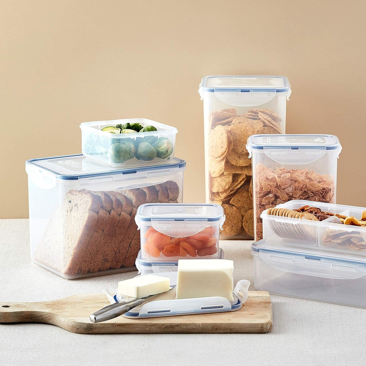 Easy Essentials Food Storage Lids/Airtight Containers, BPA Free, 14 Piece - Tall Rectangle, Clear