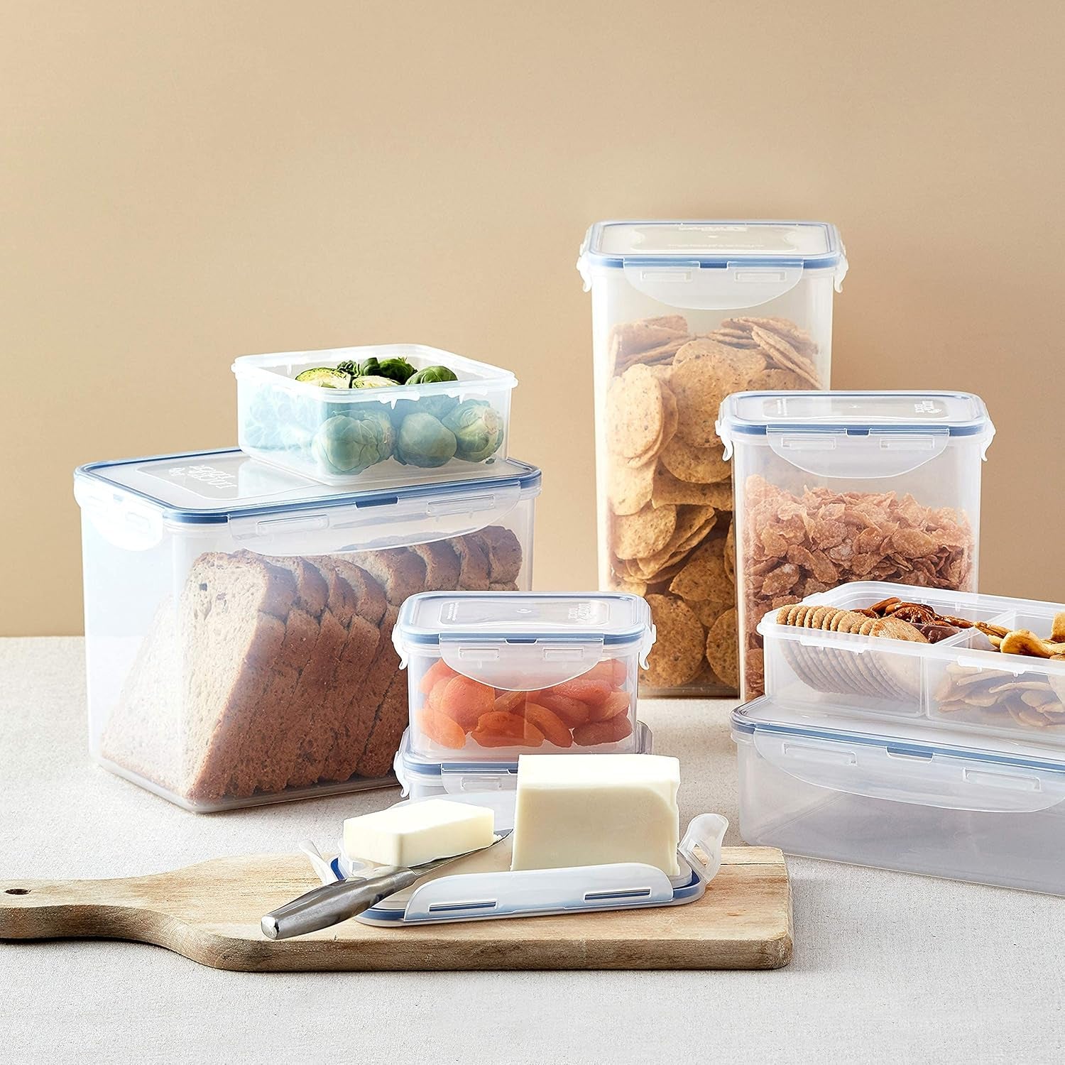 Easy Essentials Food Storage Lids/Airtight Containers, BPA Free, 14 Piece - Tall Rectangle, Clear